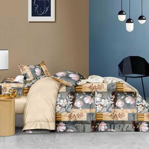 Skyla Double Bed Super King Size Bedsheet with 2 Pillow Covers|Bedsheet 108 x 108 Inch| 400 TC King Size Cotton Floral Bed Sheet Breathable|Super Soft Printed Bedsheet(Lotus & Twigs) - Image 2