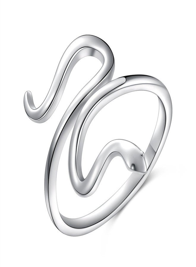 Alphm Snake Ring for Women S925 Sterling Silver Adjustable Wrap Open Spoon Rings Jewelry - Image 1