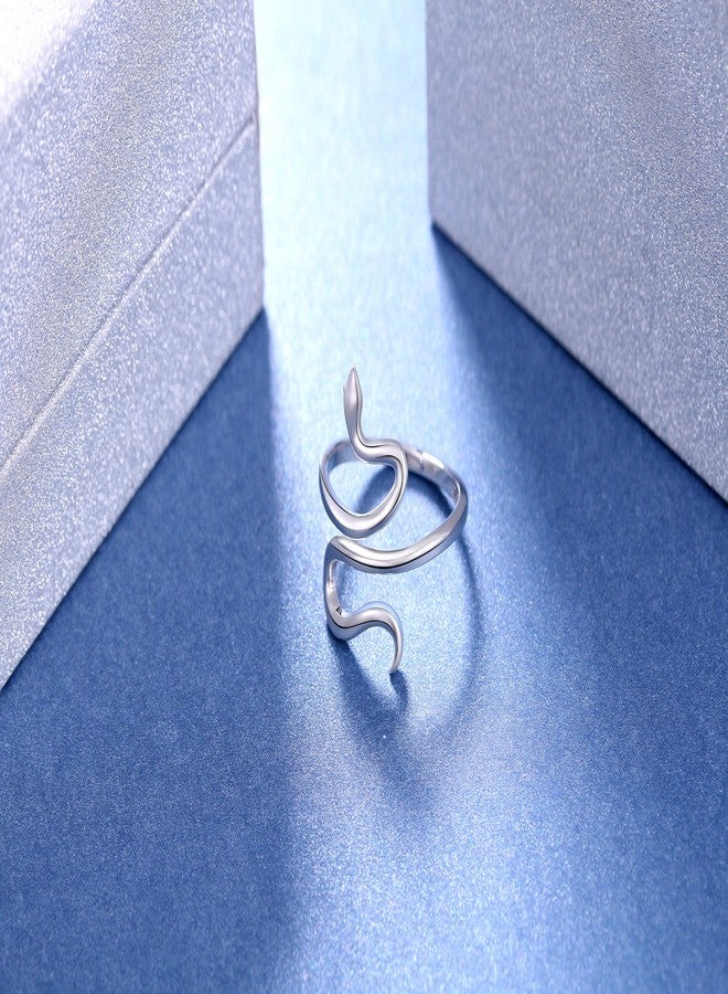 Alphm Snake Ring for Women S925 Sterling Silver Adjustable Wrap Open Spoon Rings Jewelry - Image 4