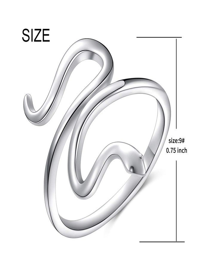 Alphm Snake Ring for Women S925 Sterling Silver Adjustable Wrap Open Spoon Rings Jewelry - Image 5