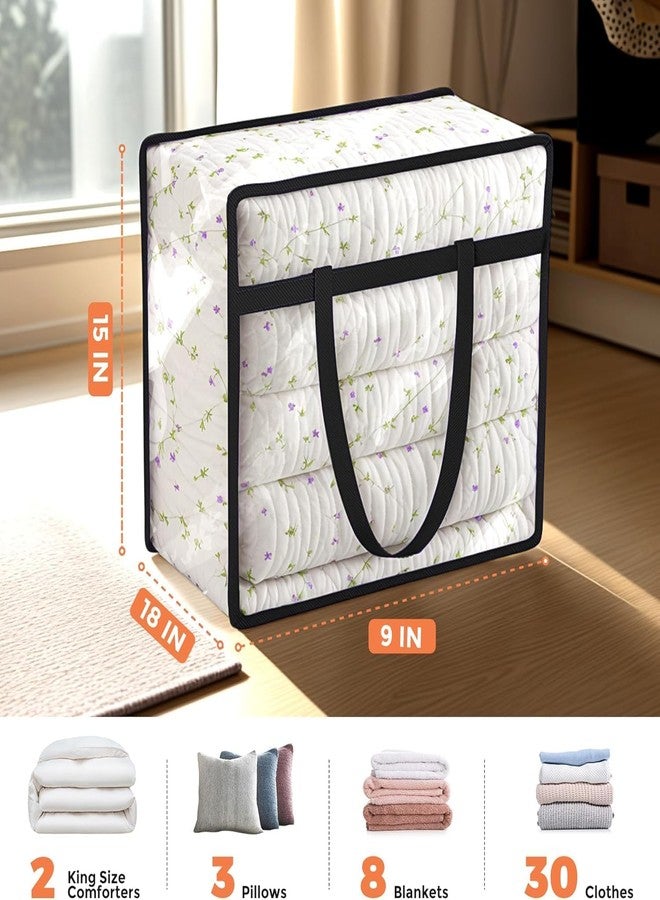 Blendmix Transparent Clothes Storage Bags | Plastic Saree Covers with Zipper | Ideal for Blankets, Comforters, Wardrobe Organizing (Pack of 3) - Image 2