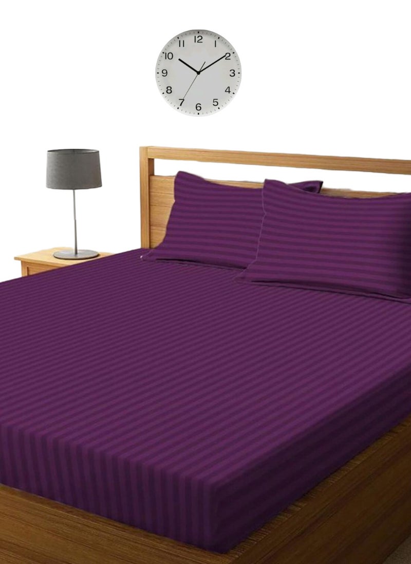 Blueberry Faded Purple Extra Deep Pocket Bed Sheets Cotton 3 Piece Sheet Set 180x200+25cm - Image 1
