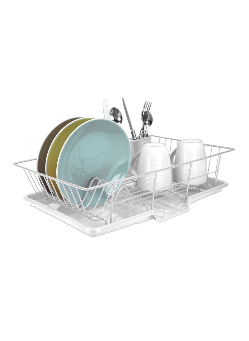 Home Basics Home Basics 3 Piece Vinyl Coated Steel Dish Drainer White 
