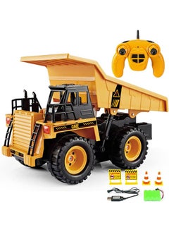 Garlo Remote Control Dump Truck Fully Functional RC Tractor Remote Control Tractor 6 Channel Digger Toys with Lights and Sound Construction Dump Truck for Boys and Girls  - Image 1