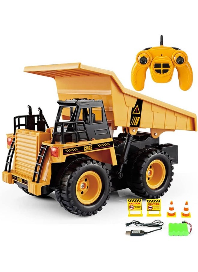Garlo Remote Control Dump Truck Fully Functional RC Tractor Remote Control Tractor 6 Channel Digger Toys with Lights and Sound Construction Dump Truck for Boys and Girls  - Image 1