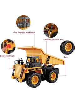 Garlo Remote Control Dump Truck Fully Functional RC Tractor Remote Control Tractor 6 Channel Digger Toys with Lights and Sound Construction Dump Truck for Boys and Girls  - Image 2