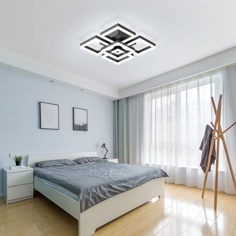 GEADI Multi-goal comprehensive design Modern LED Ceiling Light, 64W Dimmable Black Flush Mount Light 5-Square Ceiling Lamp with Remote Control, Acrylic Ceiling Chandelier Lighting for Living Room Bedroom Office, 3000K-6500K Diverse purchase options - Image 3