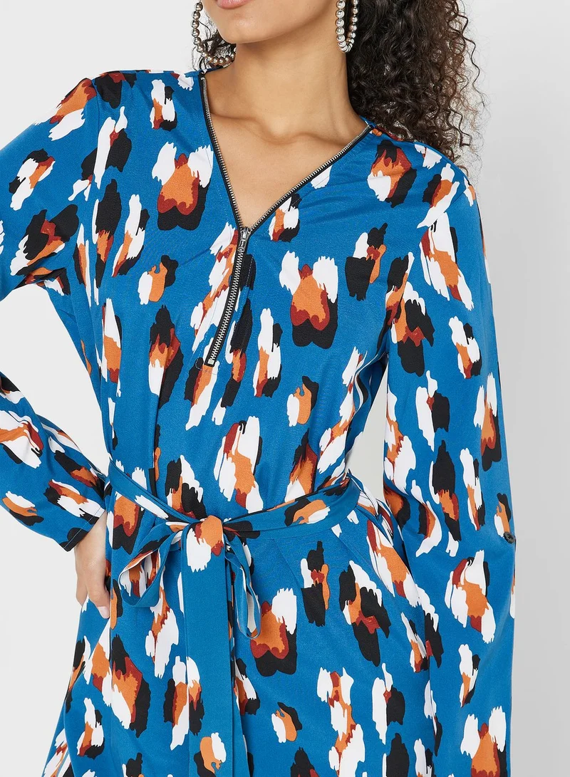 Ginger Printed Tie Front Dress