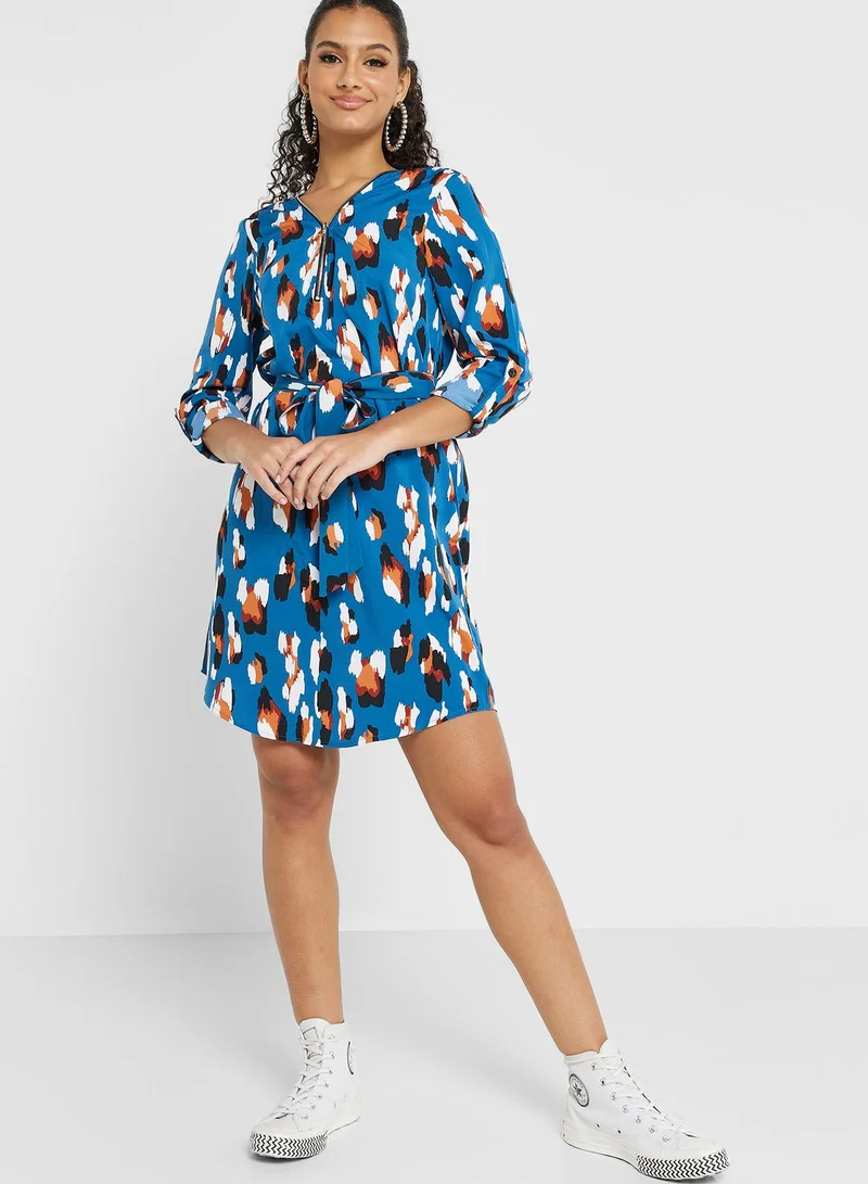 Ginger Printed Tie Front Dress