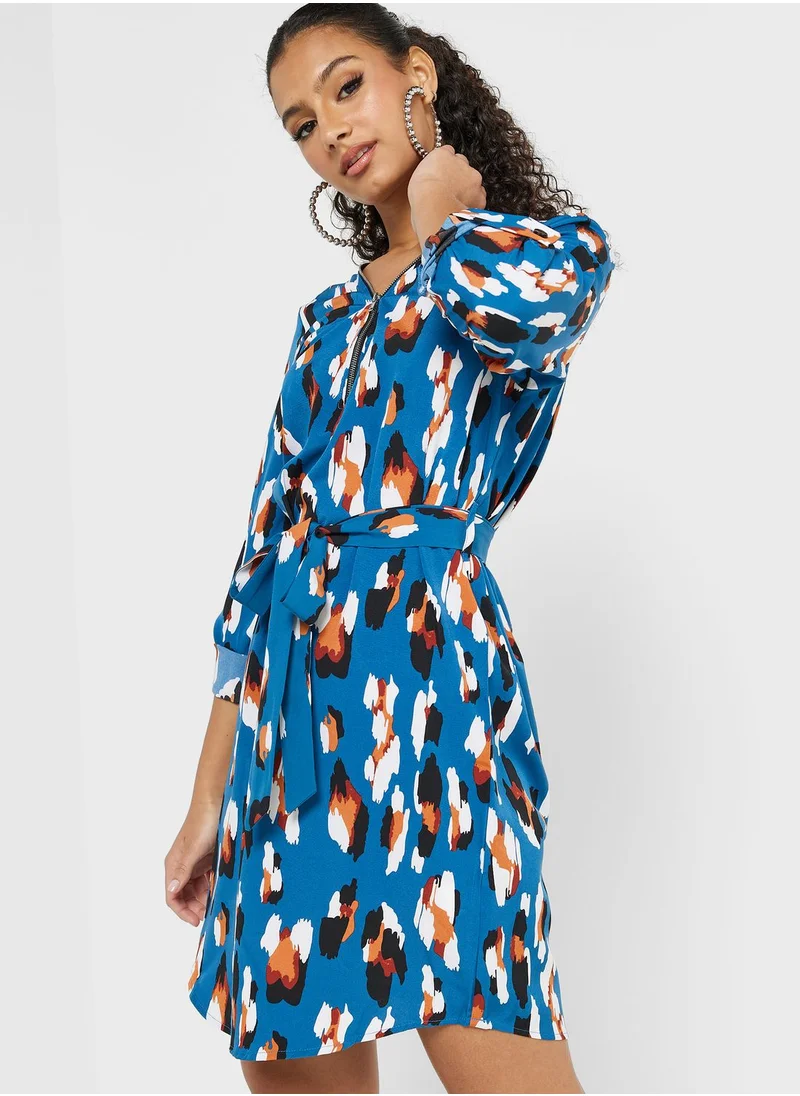 Ginger Printed Tie Front Dress