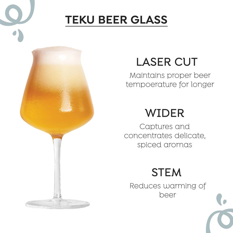 Sipologie Sipologie Teku Stemmed Beer Glass 400Ml Set Of 2 Enhances Aromas For A Refined Tasting Experience Great Beer Mug For Gifting Transparent - Image 3