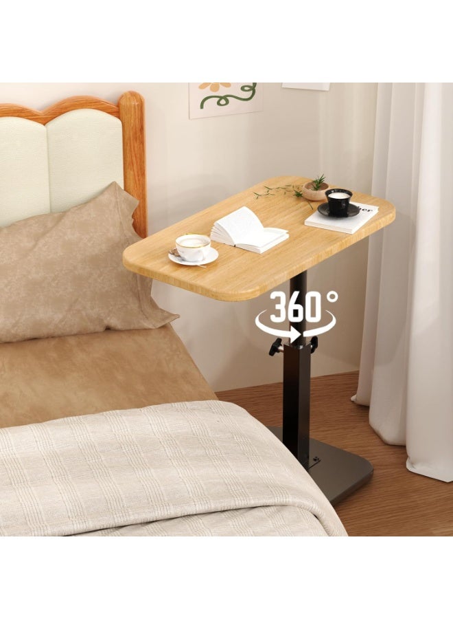 TAPIT C-Shaped Side Table Adjustable Height C-Shaped End Table for Couch 360°Swivel TV Tray Table for Small Spaces Ideal for Living Room Bedside or Office Perfect for Snacks or Work (Original Wood Color) - Image 3