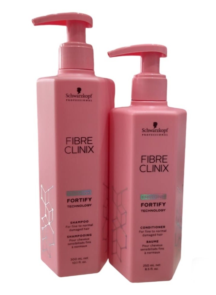 Fibre Clinix Fortify Set (Shampoo 300 ml & Conditioner 250 ml) for Fine to Normal Damaged Hair
