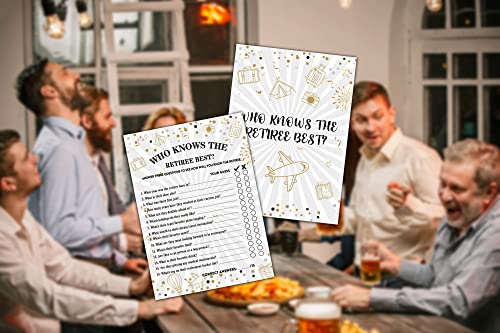 Foosproea Retirement Party Games, Who Knows The Retiree Best Co-Worker Retirement Party Game Card, Gold Foil Retirement Party Ideas Activities Supplies Decorations(30 Game Cards) - A01 - Image 5