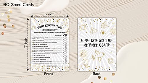 Foosproea Retirement Party Games, Who Knows The Retiree Best Co-Worker Retirement Party Game Card, Gold Foil Retirement Party Ideas Activities Supplies Decorations(30 Game Cards) - A01 - Image 2