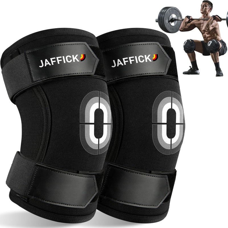 Jaffick Knee Sleeves (1 Pair),Double Layer Compression Knee Braces for Suitable for Squats, Weightlifting, Powerlifting, Gym Exercises, Unique Pressure Belt Designï¼Œ7MM Neoprene Sleeves - Image 1