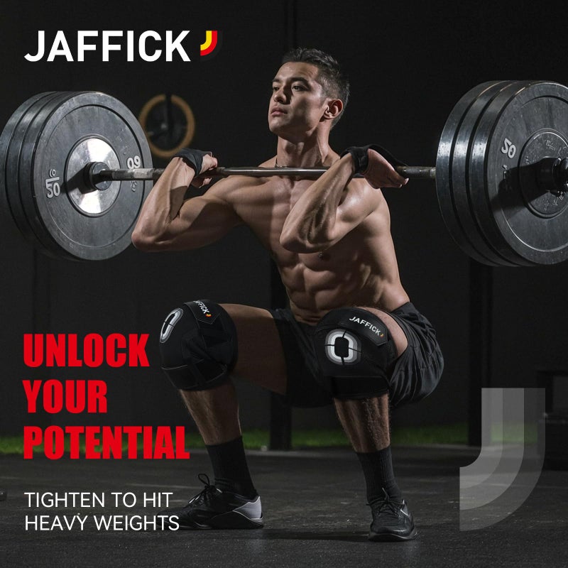 Jaffick Knee Sleeves (1 Pair),Double Layer Compression Knee Braces for Suitable for Squats, Weightlifting, Powerlifting, Gym Exercises, Unique Pressure Belt Designï¼Œ7MM Neoprene Sleeves - Image 4