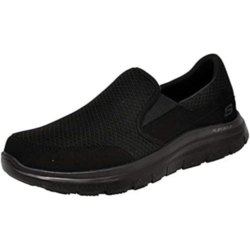 SKECHERS حذاء عمل سلكي للرجال من سكيشرز فليكس أدفانتج مقاوم للانزلاق، أسود، 9.5 عريض - Image 2