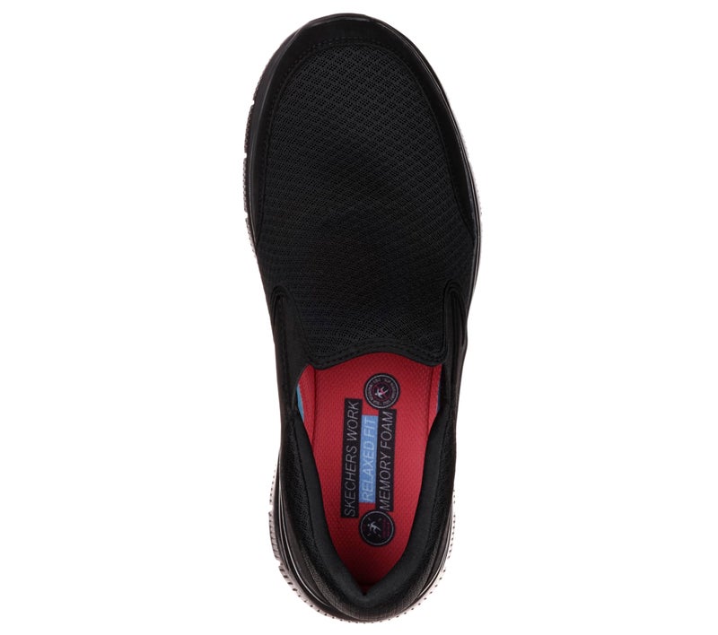 SKECHERS حذاء عمل سلكي للرجال من سكيشرز فليكس أدفانتج مقاوم للانزلاق، أسود، 9.5 عريض - Image 3