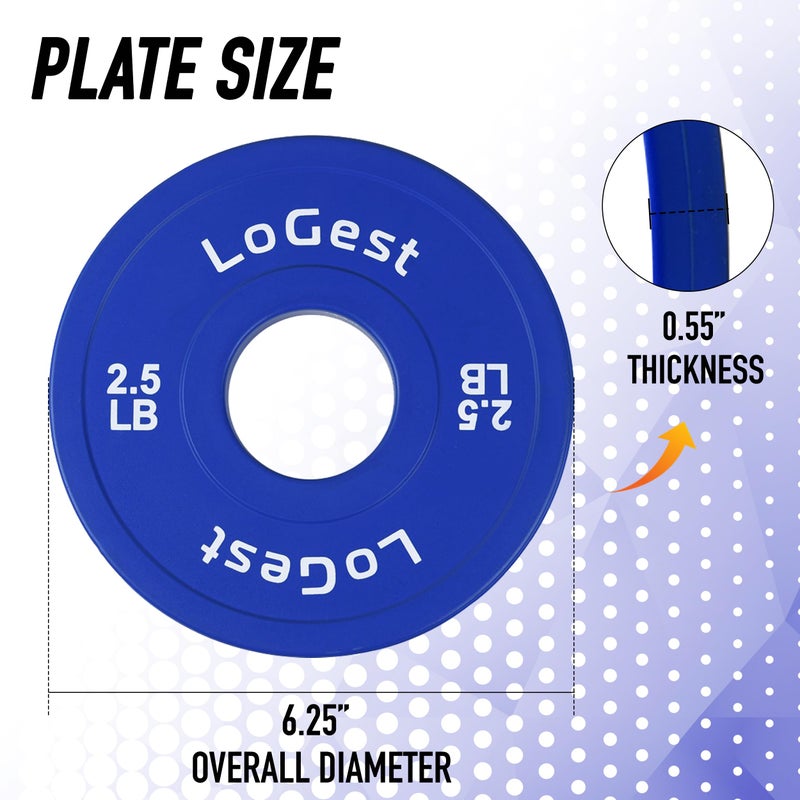 Logest Pair Olympic Plates - Barbell Weights Set of 2 Weight Plates for Olympic Bars Perfect for Strength Training Plates Exercise Balance Increase Available in 0.50LB 1.25LB 2.5LB 5LB 7.5LB 10LB Weight Plate (Blue - 2.5 LB Pair) - Image 2