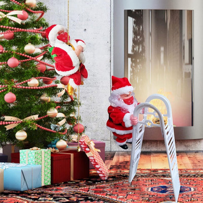woobles Electric Santa Claus Toy, Christmas Decoration with Music for Christmas Tree, Tree Hanging Decorations,Electric Climbing Santa on Ladder, Santa Claus Climbing Ladder Doll (#4) - Image 5