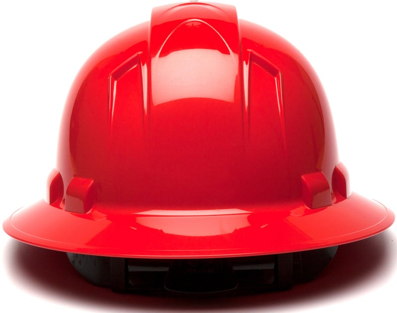 Ridgeline PYRAMEX Ridgeline Full Brim Hard Hat, 4-Point Ratchet Suspension, Red - Image 4