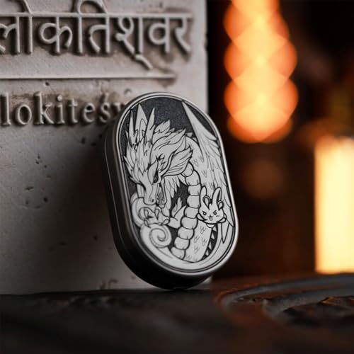 HIDEDC Dragon Fidget Slider Mechanical Fidget Slider EDC Fidget Toys Adults Executive Desk Toy Stress Relief Toy for ADD ADHD Autism Titanium Grey - Image 1