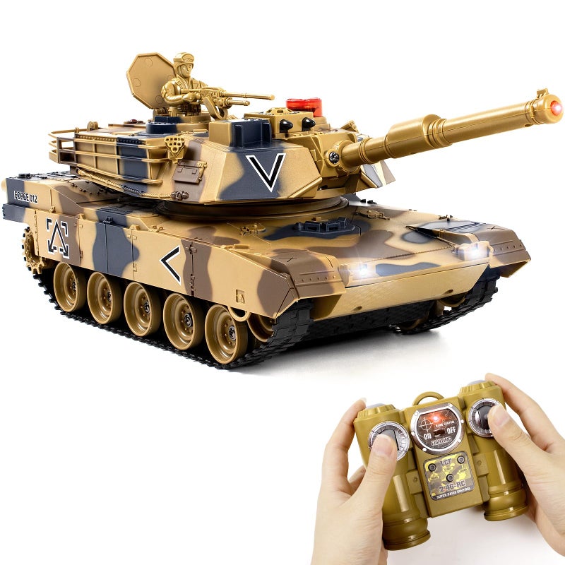 Supdex 124 RC Tank Remote Control US M1A2 Abrams Army Model Tank with Sound Effects Lights and Smoke 24G Military Model Toy for Kids Perfect Birthday for Boys 6 Years Old - Image 3