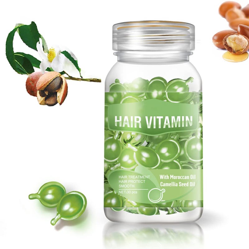 GOWWIM Hair Vitamin Serum Capsules  Argan Macadamia Avocado Oil Complex for Smooth Silky Hair Growth and Repair 30 PCS