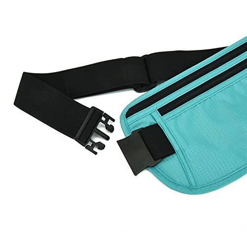 DAITET RFID Blocking Money Belt for Men Women, Slim Fanny Pack for Travel，Running,Conceal Waist Wallet for Passport Holder,Phone,Cash(Black Mint Green) - Image 2