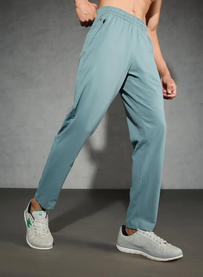 تكنوسبورت Technosport Men Green Solid Relaxed Fit Track Pants