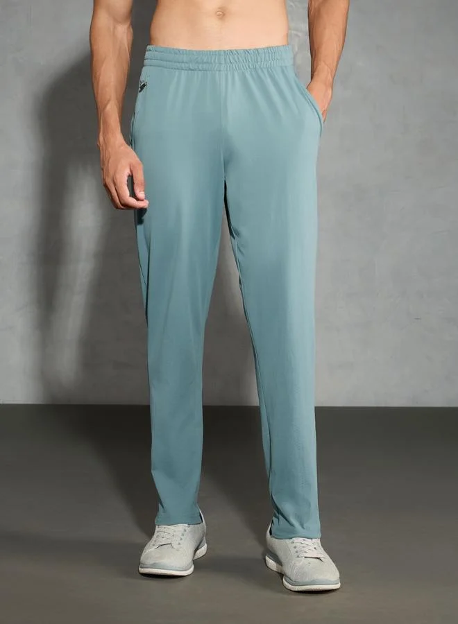 تكنوسبورت Technosport Men Green Solid Relaxed Fit Track Pants