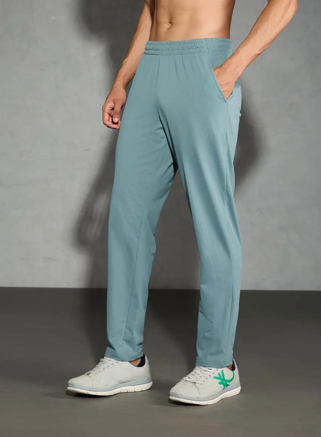 تكنوسبورت Technosport Men Green Solid Relaxed Fit Track Pants