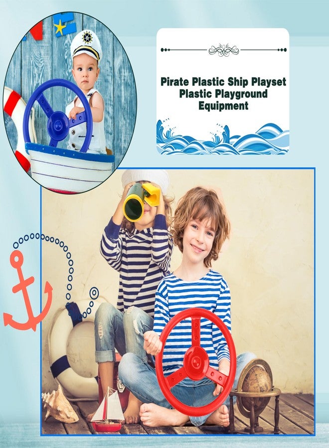 Haconba 2 Pack Steering Wheel Playset Plastic Pirate Ships Wheel with Mounting Tools for Kids Playground Outdoor Gym (Blue, Red) - Image 4