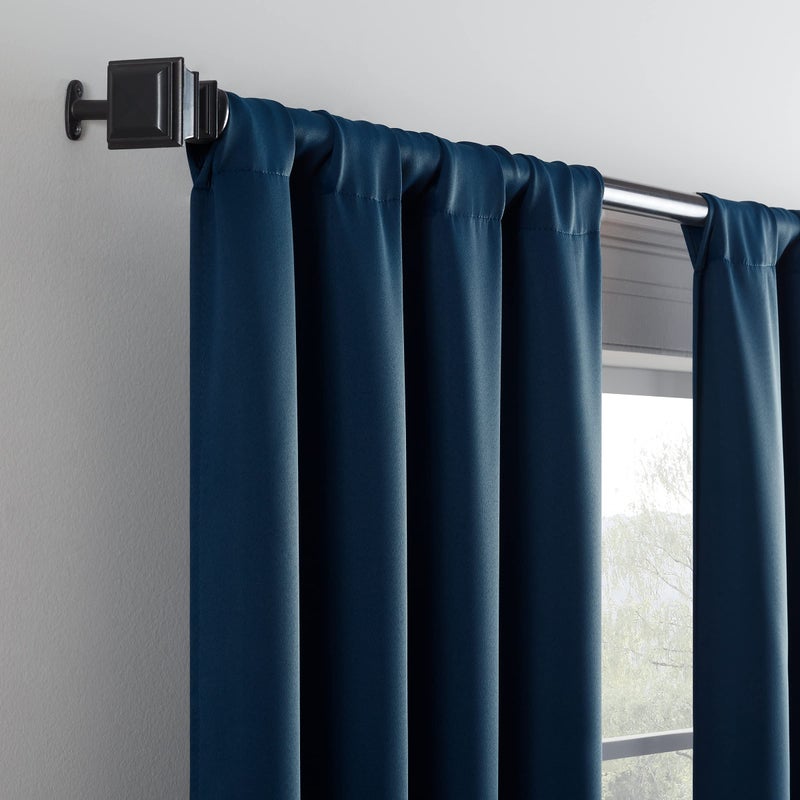 ECLIPSE Blackout Curtains for Bedroom-Darrell 37" x 84" Insulated Darkening Single Panel Rod Pocket Window Treatment Living Room, Indigo (16205037084IND) - Image 2
