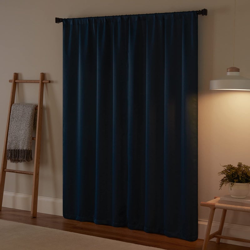 ECLIPSE Blackout Curtains for Bedroom-Darrell 37" x 84" Insulated Darkening Single Panel Rod Pocket Window Treatment Living Room, Indigo (16205037084IND) - Image 4