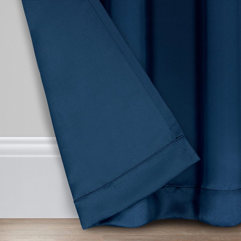 ECLIPSE Blackout Curtains for Bedroom-Darrell 37" x 84" Insulated Darkening Single Panel Rod Pocket Window Treatment Living Room, Indigo (16205037084IND) - Image 3