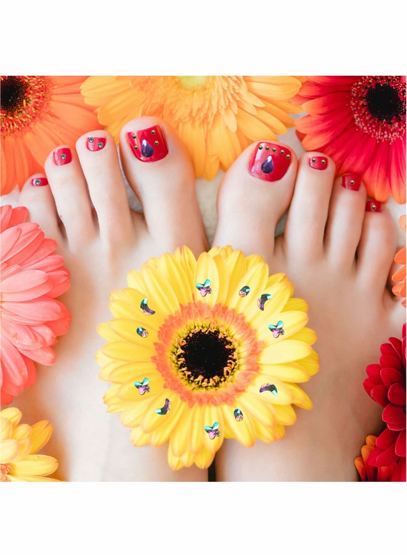 نقاط بندي الملونة وجواهر الوجه - 4 أوراق من الكريستالات اللاصقة للعين والجبهة، مثالية للمكياج، الحفلات والمهرجانات، تزيين فن الأظافر - Image 3