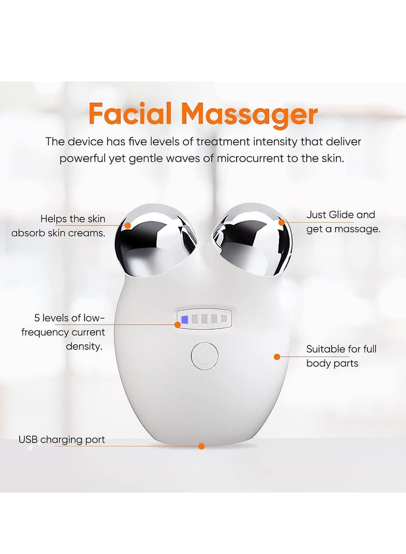 Microcurrent Facial Device Roller Instant Face Lift & Tighten Skin Intelligent Double Chin Reducer Machine Electric Face Massager For Anti Aging And Wrinkle Reducer V-Face Sculpting Tool - Image 3