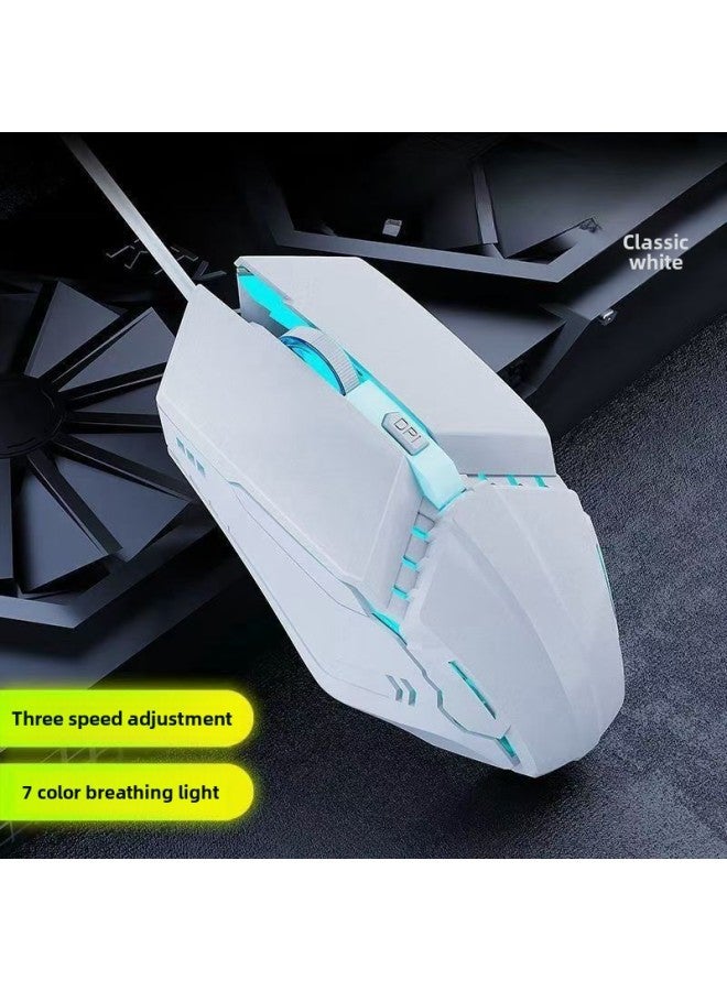E-sports Mechanical Luminous Gaming Mouse Hot Wheels Wired Wireless Bluetooth Three-mode Mouse Mechanical Notebook-Colour:Wired 4-button - Image 1