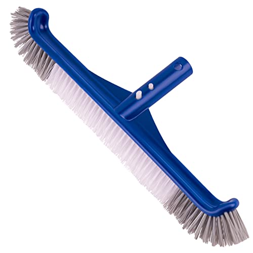POOLAZA Pool Brush, 17.5'' Pool Brush Head for Inground Pools & Above-Ground Pools, Durable Pool Scrub Brush Fit Standard Pool Pole, Enhanced Pool Brushes for Cleaning Pool Walls with Curved Ends - Image 1