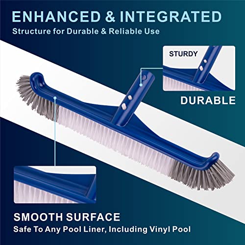 POOLAZA Pool Brush, 17.5'' Pool Brush Head for Inground Pools & Above-Ground Pools, Durable Pool Scrub Brush Fit Standard Pool Pole, Enhanced Pool Brushes for Cleaning Pool Walls with Curved Ends - Image 2