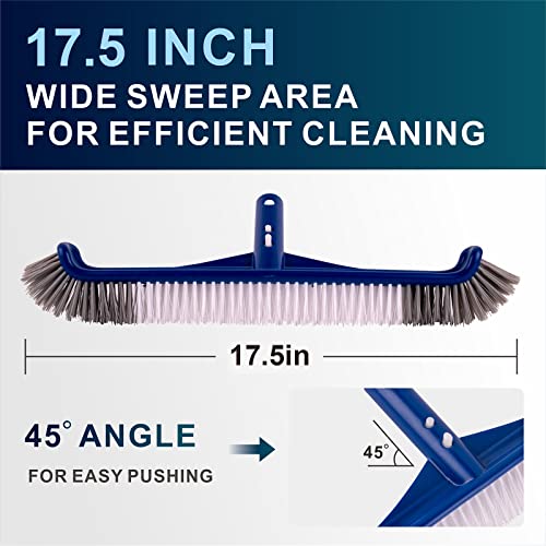 POOLAZA Pool Brush, 17.5'' Pool Brush Head for Inground Pools & Above-Ground Pools, Durable Pool Scrub Brush Fit Standard Pool Pole, Enhanced Pool Brushes for Cleaning Pool Walls with Curved Ends - Image 4
