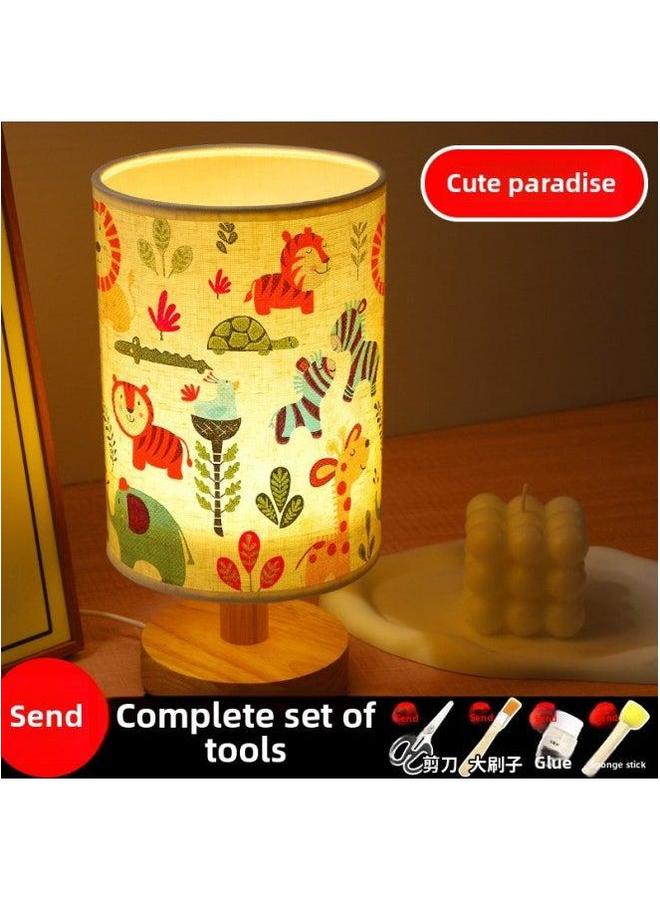 Mother's Day Gift Handmade Embossed Table Lamp DIY Material Package Dried Flower Nightlight Children's Group Building Warm-up Activities-Color:Mengdong Paradise (full Set Of Package)  - Image 1