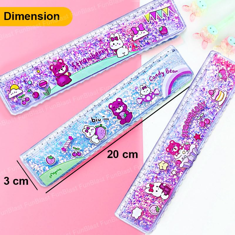 FunBlast Scale Ruler for Kids – Scale for Kids, Glitter Scales Ruler Set for Students, Stationary Gifts for Kid, Return Gifts, Glitter Scales for School Stationery Items for Kid - 3 Pcs (CandyBear) - Image 2