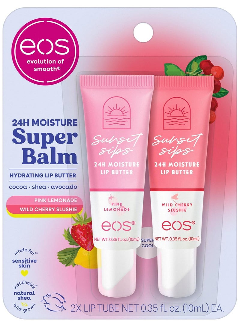 EOS 24H Moisture Super Balm Pink Lemonade & Wild Cherry Slushie, Lip Mask 0.35 fl oz, 2-Pack - Image 1