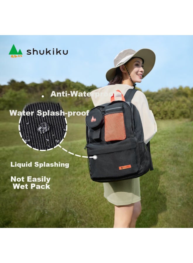 Shukiku حقيبة ظهر خفيفة الوزن قابلة للإزالة ذات حمالتين مزدوجة لطلاب المدارس الإعدادية والجامعات، حقيبة ظهر سفر محمولة، اللون الوردي البنفسجي، المقاس M - Image 3