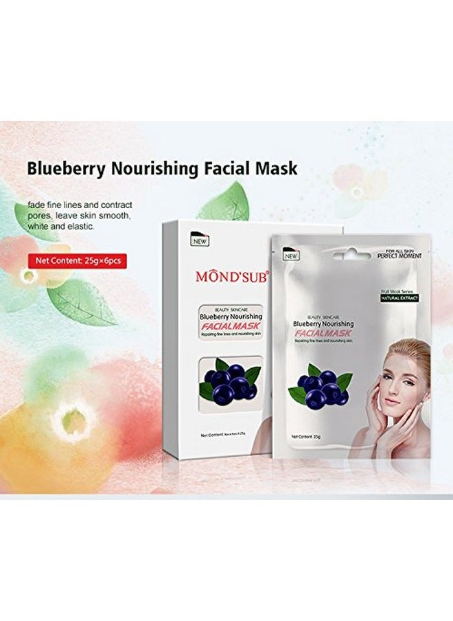Mond'sub MOND'SUB Blueberry Beauty Skin Care Face Sheet Facial Masks with Natural Extract Repairing Fine Lines and Nourising Skin 25gm each for Women and Men (Pack of 11)  - Image 2