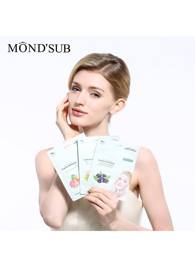 Mond'sub MOND'SUB Blueberry Beauty Skin Care Face Sheet Facial Masks with Natural Extract Repairing Fine Lines and Nourising Skin 25gm each for Women and Men (Pack of 11)  - Image 4