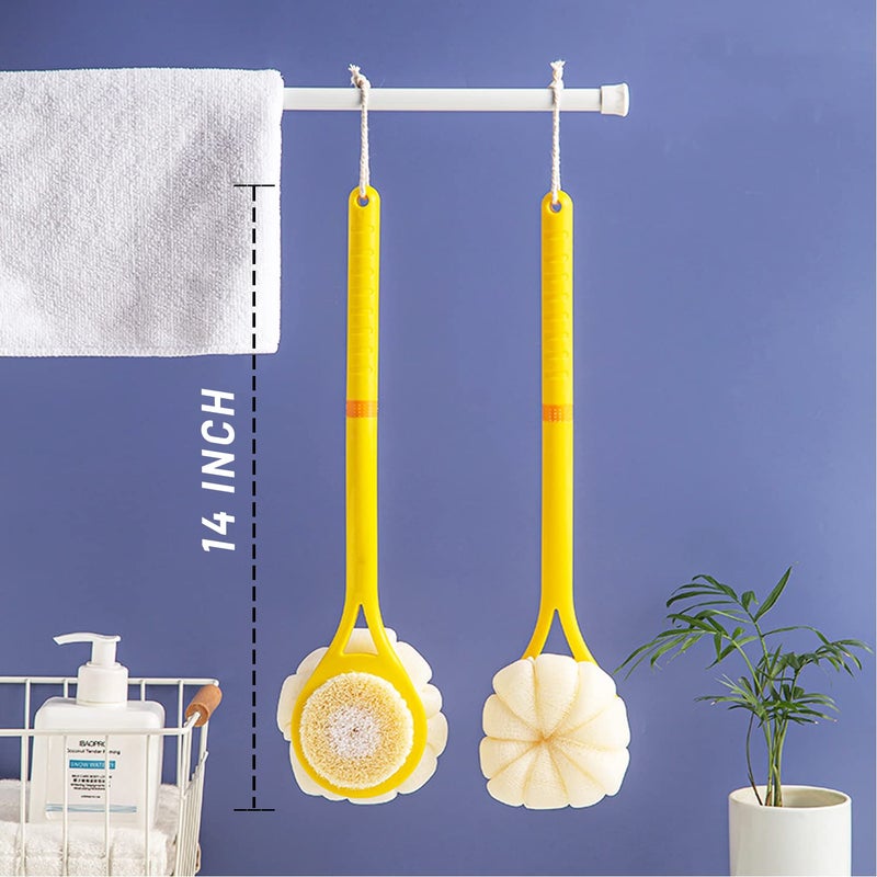 HONOMA Shower Body Brush,Soft Bristles and Beautiful Pumpkin Loofah 14” Long Handle Back Scrubber Bath Mesh Sponge for Skin Exfoliating Bath,Massage Bristles Suitable for Wet or Dry,Men and Women (Grey) - Image 5